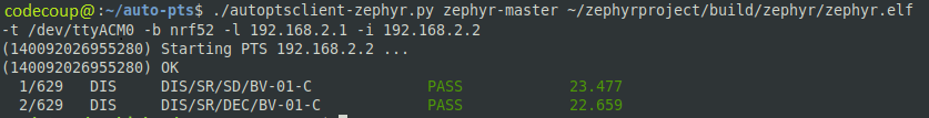 AutoPTS Linux client run output