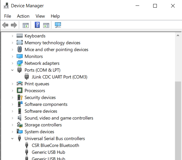 Windows Device Manager nRF COM port