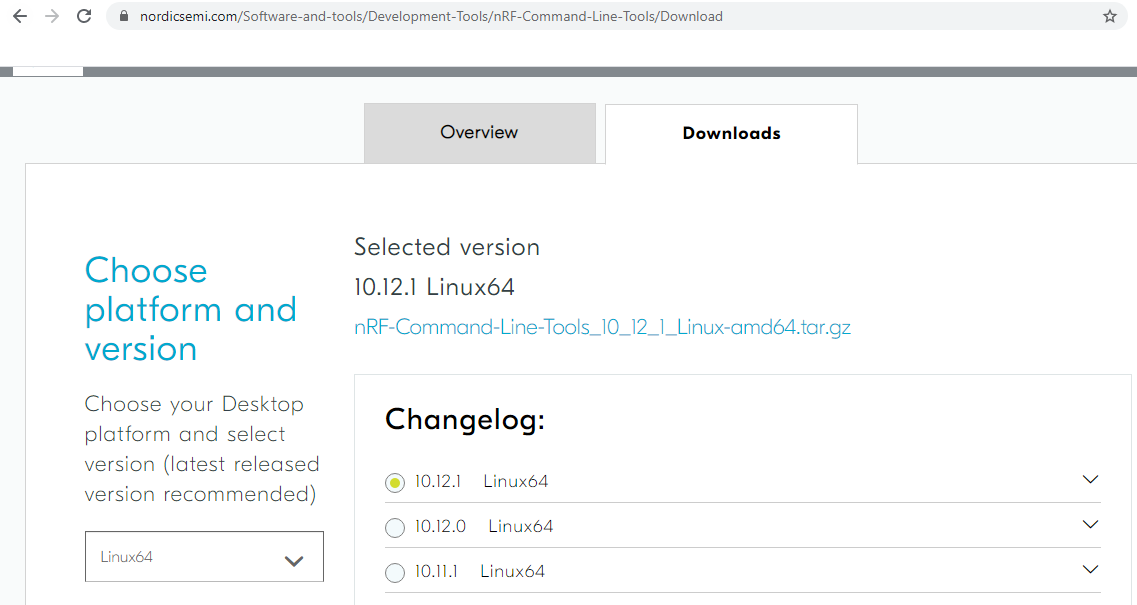 Linux용 nRF Command Line Tools 다운로드