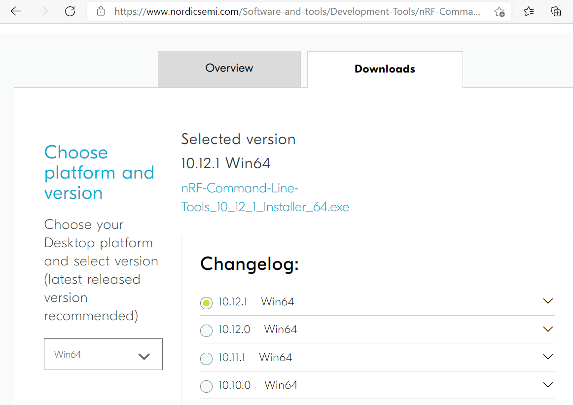 Windows nRF Command Line Tools download