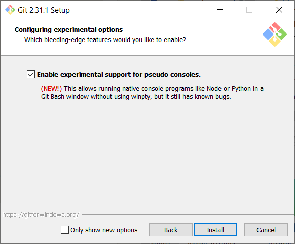 Git pseudo console option