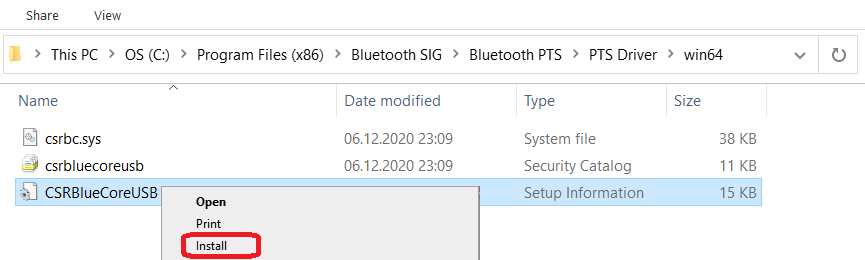 Bluetooth PTS driver