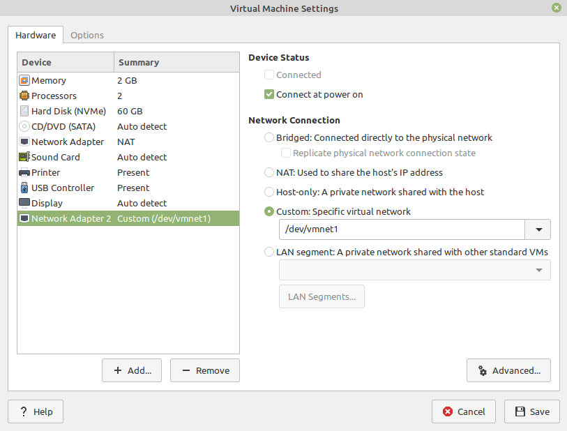 VMWare custom network adapter